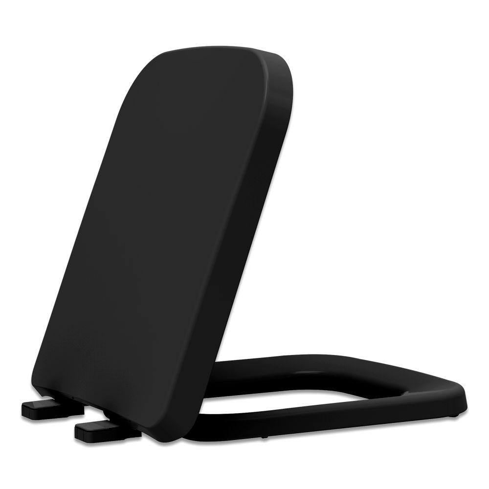 Assento Sanitario Pp Misti Preto Soft Close Louça Icasa