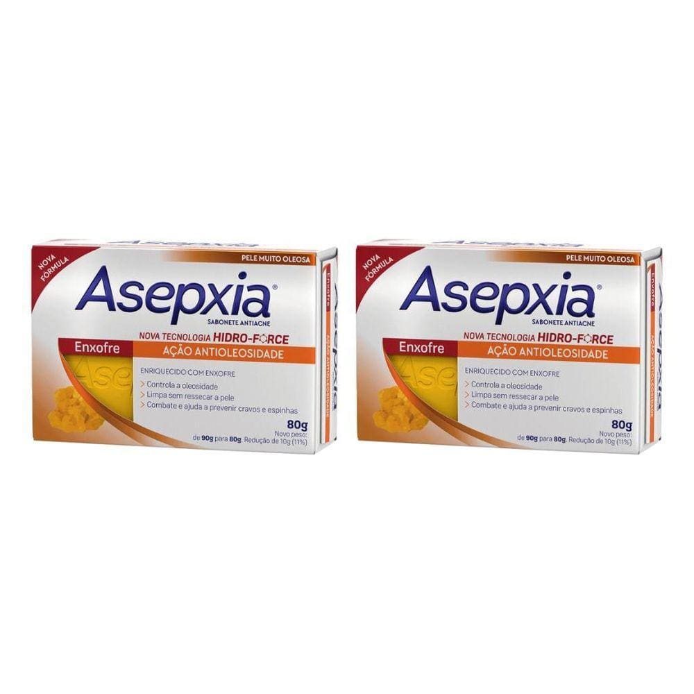 Sabonete Asepxia 80G Enxofre - Kit Com 2Un