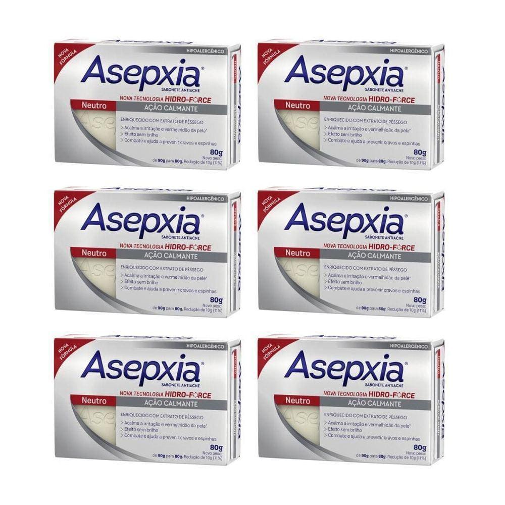 Sabonete Asepxia 80G Neutro - Kit Com 6Un