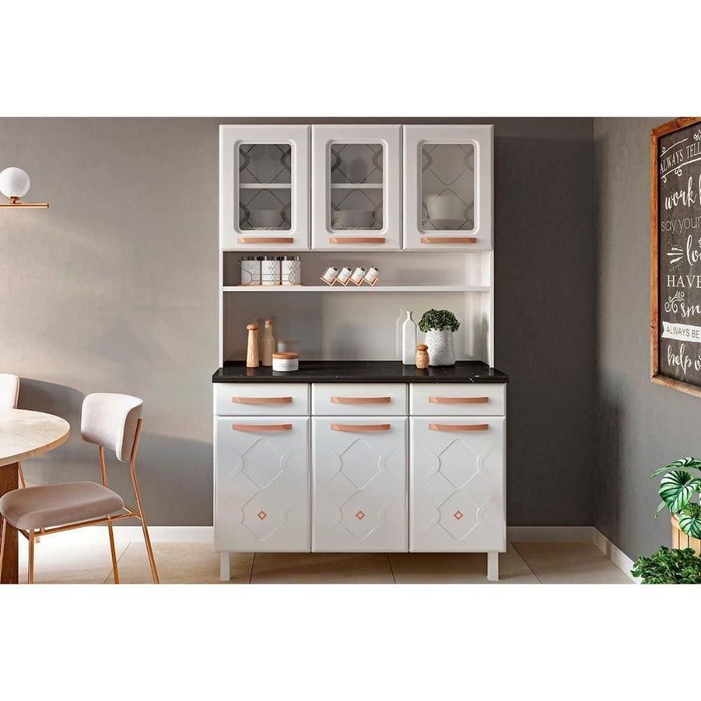 Kit de Cozinha Compacta Mirage New Aço 6 Portas e 3 Gavetas 120cm Branco - Telasul