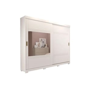 Guarda Roupa Casal 2 Portas de Correr e 4 Gavetas c/ Espelho e Pés Blumenau Branco - Panan
