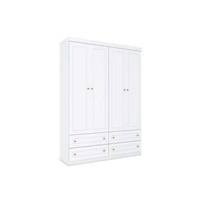 Guarda Roupa Solteiro 4 Portas e 4 Gavetas Americano Branco - Henn