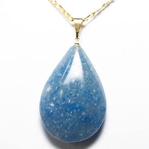 Colar Gota Quartzo Azul Pedra Natural Montagem Pino Dourada
