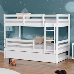 Treliche Infantil Slim RB com Grade de Proteção Madeira Maciça Branco Housin