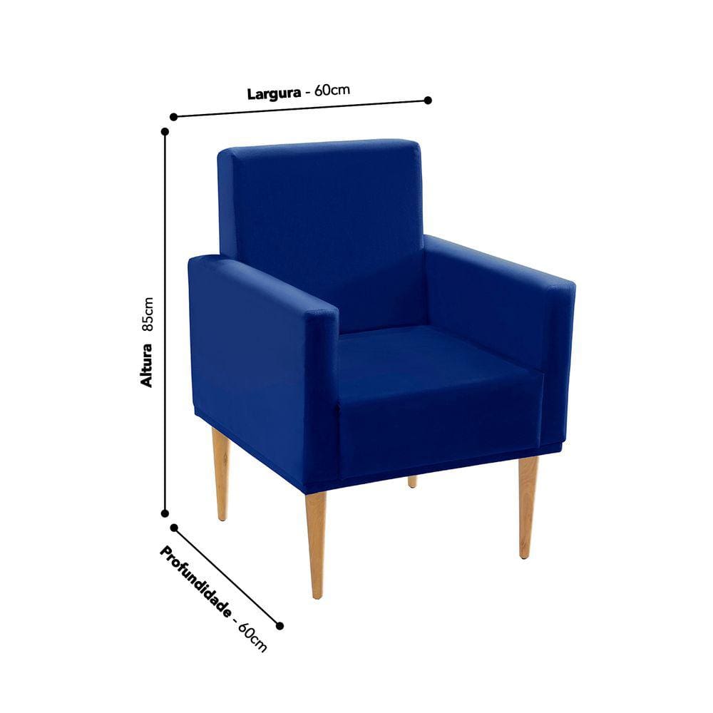 Poltrona Decorativa com pés palito Moderna Amorim Azul- M de Lourdes