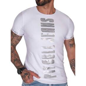 Camiseta Masculina Branca Manga Curta Gola O Pit Bull 80095