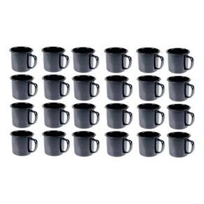 Caneca Esmaltada Retro 150Ml Preta Vintage Jogo 24 Pcs