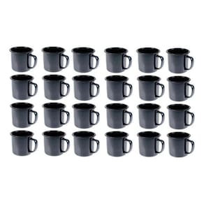 Caneca Esmaltada Retro 150Ml Preta Vintage Jogo 24 Pcs