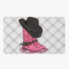 Tapete Para Quarto Infantil Estampado Boiadeira Country Pink 60cm x 40cm - Base Antiderrapante