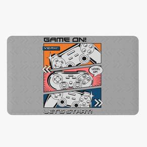 Tapete Para Quarto Infantil Estampado Gamer Level UP 60cm x 40cm - Base Antiderrapante