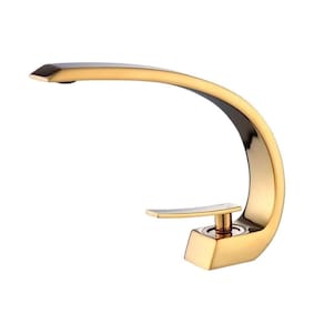 Torneira Luxo Com Misturador Monocomando Dourada De BancadaBelccaTlm01d-bl
