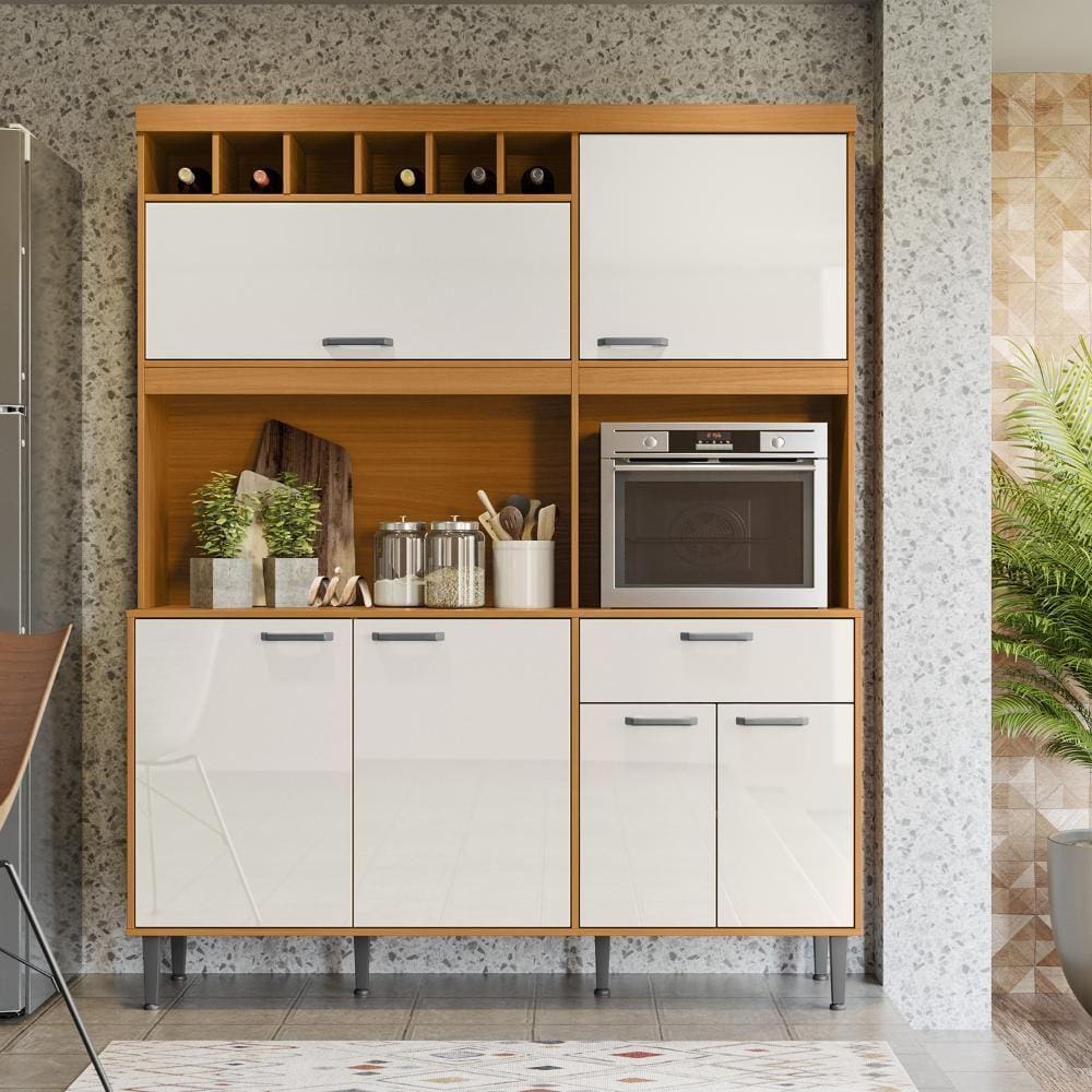 Armário Cozinha Dakota 1.6 Adega Porta Superior Basculante Gaveta com Organizador de Talheres