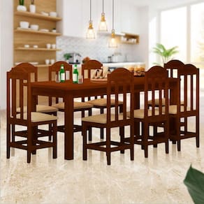 Mesa de Jantar 8 Lugares em Madeira Maciça - Castanho