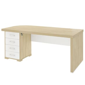 Mesa para Escritório com Gavetas Lado Esquerdo Corp A06 Carvalho/Branco - Mpozenato