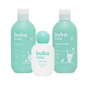 Kit Limpeza Banho Bebê Shampoo Condicionador 250ml Colônia 100ml Vegano Buba Care