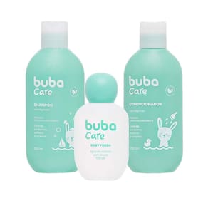 Kit Banho Bebê Infantil Shampoo Condicionador 250ml Colônia 100ml Sem Lágrimas Buba Care