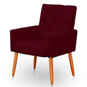 Poltrona para Sala Reforçada Confortável Íris Suede Bordo