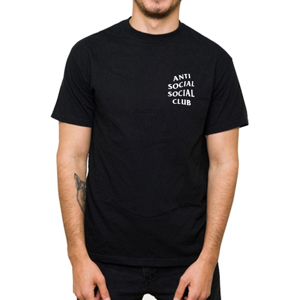 Camiseta Manga Curta Masculina Algodao Basica Frase Estampa Anti Social Club Gola Redonda