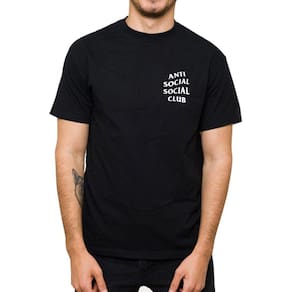 Camiseta Manga Curta Masculina Algodao Basica Frase Estampa Anti Social Club Gola Redonda