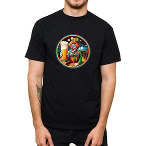 Camiseta Masculina Premium Macia Estampa Palhaço Cervejeiro Gola Redonda