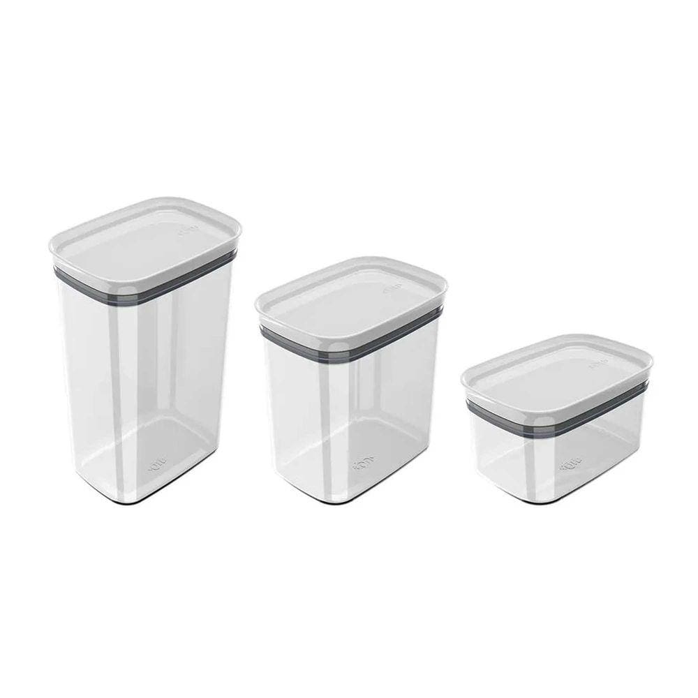 Conjunto de Potes Herméticos Block Modular 3 Peças Branco - Ou