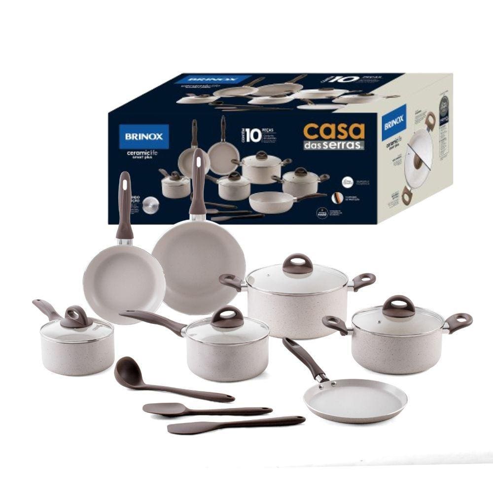 Jogo Panelas 10pçs Antiaderente Brinox Smart Plus C/ Indução