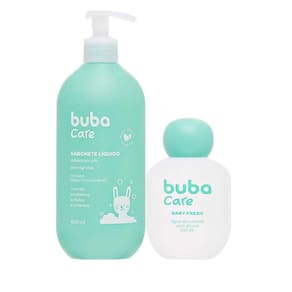 Kit Higiene Banho Corpo Bebê Sabonete Líquido 400ml Colônia 100ml Vegano Buba Care