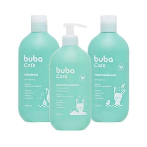 Kit Limpeza Cabelo Corpo Bebê Shampoo Condicionador Sabonete Líquido 400ml Sem Lágrimas Buba Care