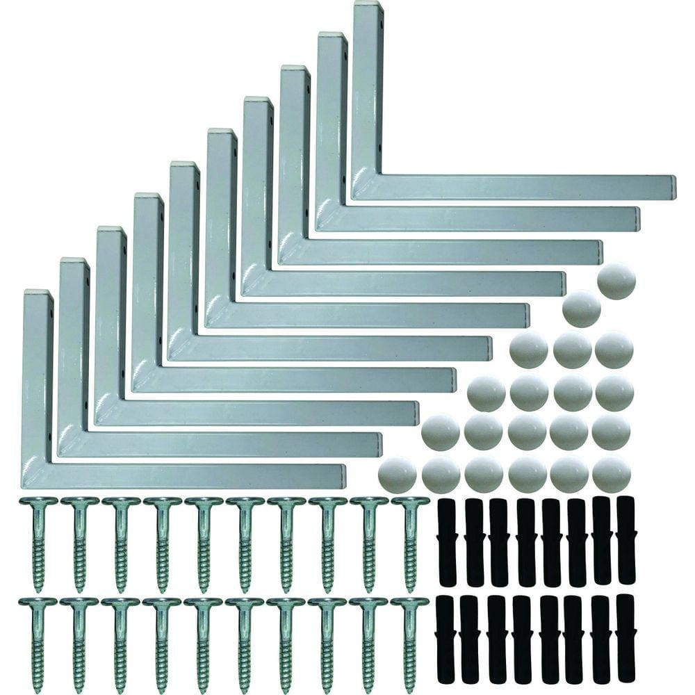 Kit 10 Suportes Mão Francesa Cantoneira Prateira Branco 25Cm