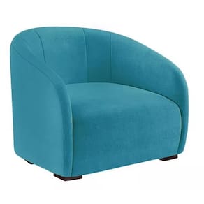 Kit 2 Poltronas Decorativa Estofada Recepção Julia Suede Azul Turquesa - LM DECOR