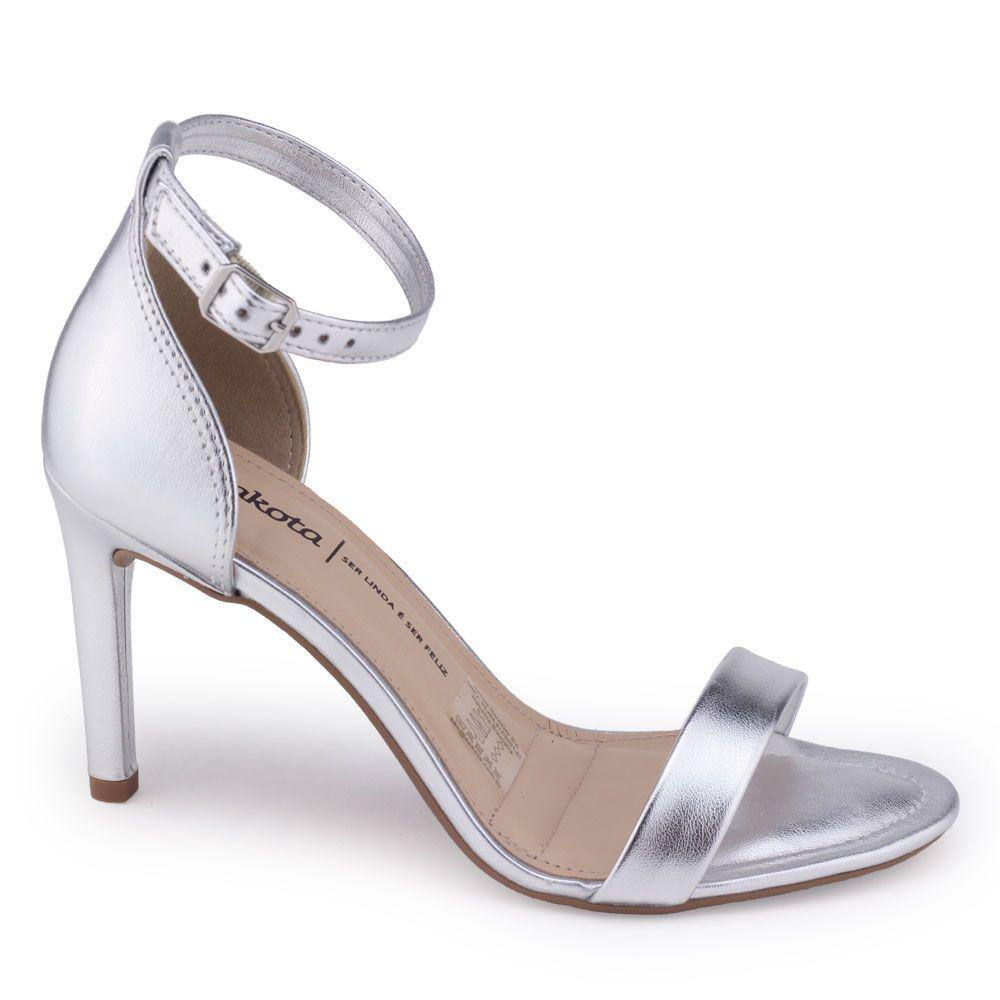 Sandália Fem Dakota Y6553 Metalizada prata ouro salto fino