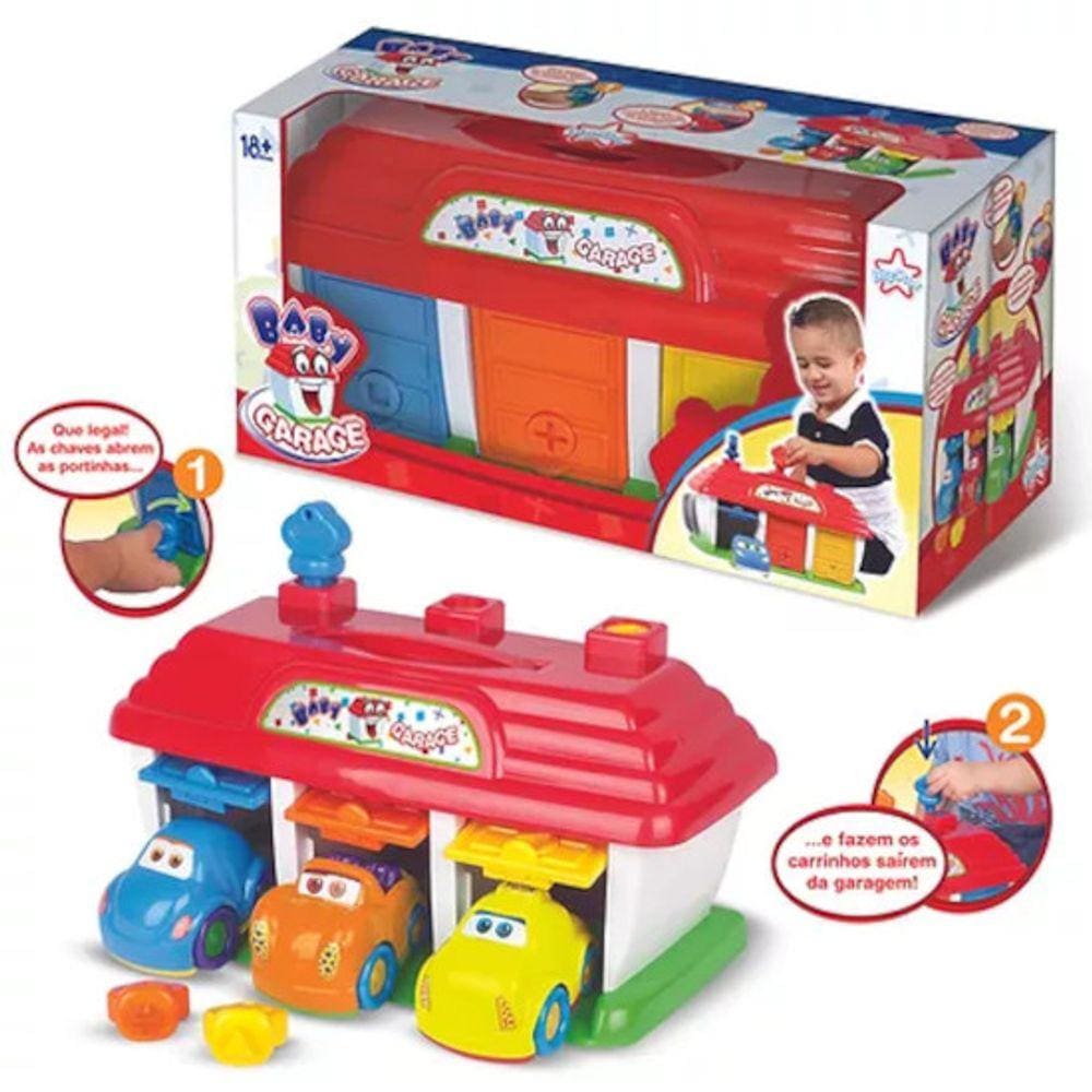 Brinquedo Baby Garagem para Bebês 3 Carrinhos e 3 Vagas