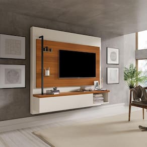 Painel Industrial Galea Para Tv Até 55 Polegadas Em Mdf E Aço Luapa - Carvalho New - Cor: Bege