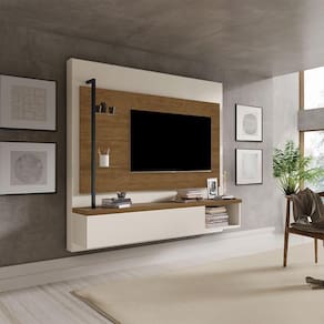 Painel Industrial Galea Para Tv Até 55 Polegadas Em Mdf E Aço Luapa - Malbec/off White - Cor: Marrom