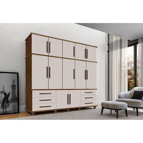 Guarda Roupa Londres 5 Portas 6 Gavetas Com Sapateira Malbec Off White