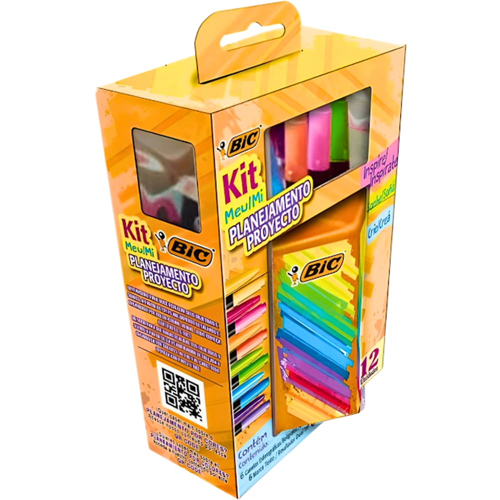 Kit Escolar Meu Planejamento Copo 6Canetas+6 Marca Texto Bic