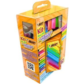 Kit Escolar Meu Planejamento Copo 6Canetas+6 Marca Texto Bic