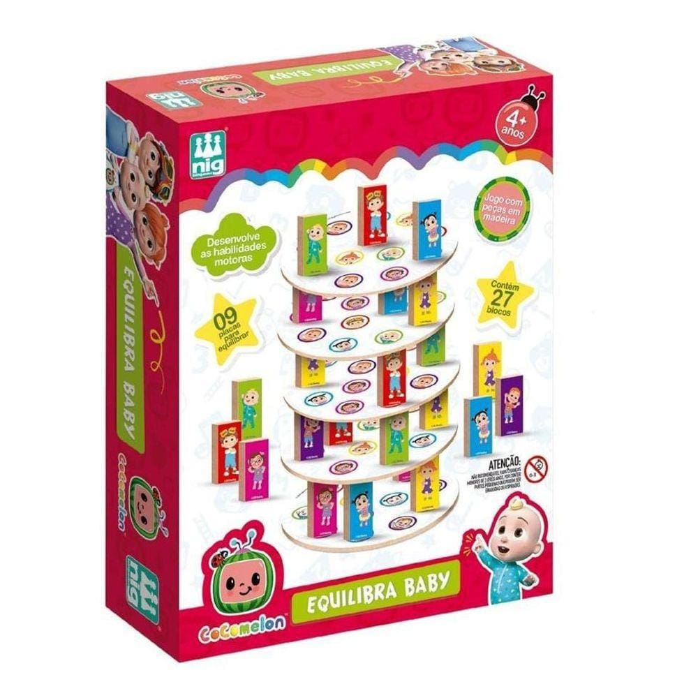 Jogo Didático Equilibra Baby Com Peças Em Madeira- Cocomelon