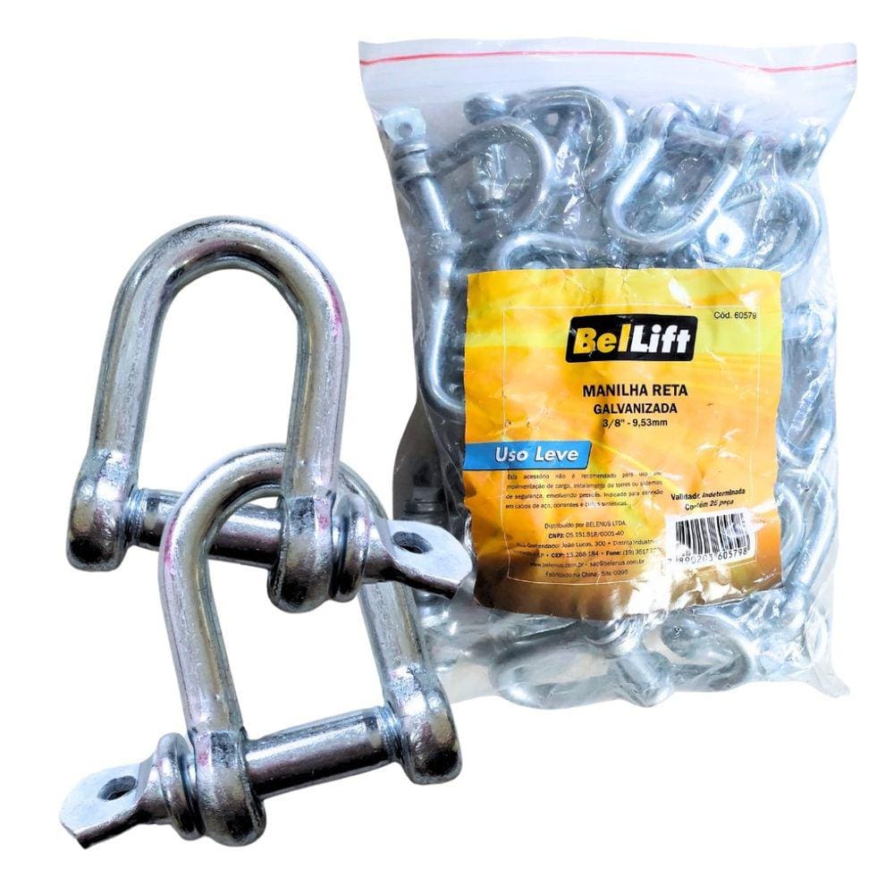Kit C/ 25 Manilha Leve Galvanizada 9,5mm Beltools