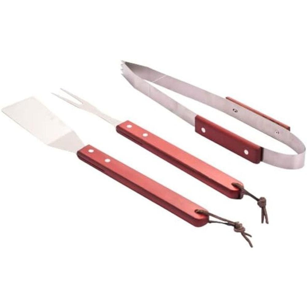 Jogo para churrasco Hanzzo Wood 3 pecas (espatula, garfo, pe