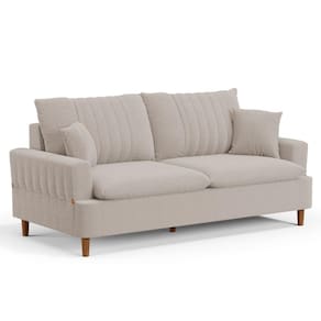 Sofá Living 3 Lugares 200cm com Almofadas Veras D05 Bouclê Bege - Mpozenato