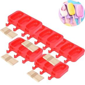 Kit 5 Formas 15 Sorvetes Picolé Silicone 50 Palitos E Tampa