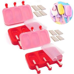Kit 4 Formas 12 Sorvetes Picolé Silicone 50 Palitos E Tampa