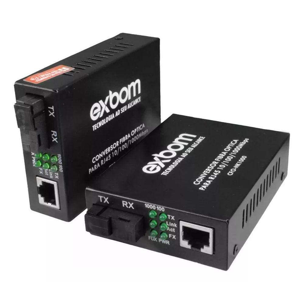 Par Conversor Mídia 1 Fibra Óptica Rj45 Gigabit 1000 Mbps