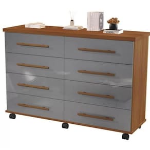 Cômoda Jade Com 8 Gavetas Corrediça Telescópica E Rodinhas