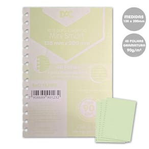 Refil Caderno Mini Smart Verde Linhas Brancas 48Fls 90G/M