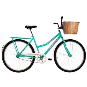 Bicicleta Aro 26 Feminina Freio no Pé CP Classic Azul Turquesa com Cestinha