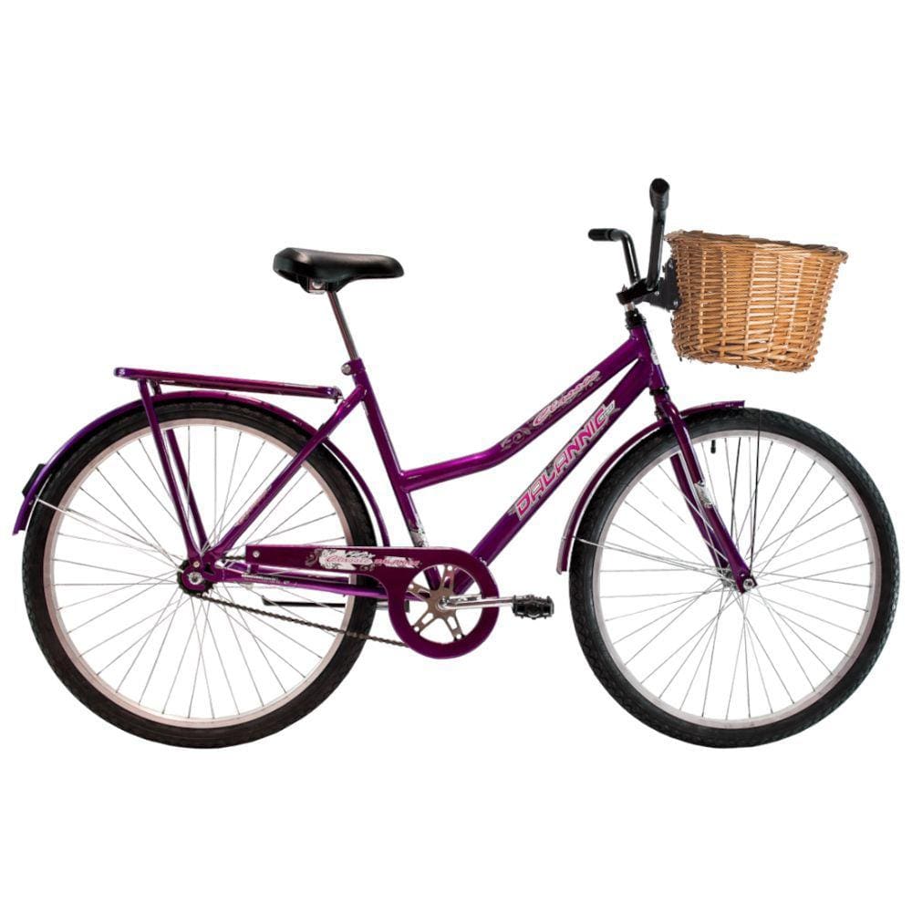 Bicicleta Aro 26 Feminina Freio no Pé CP Classic Violeta com Cestinha