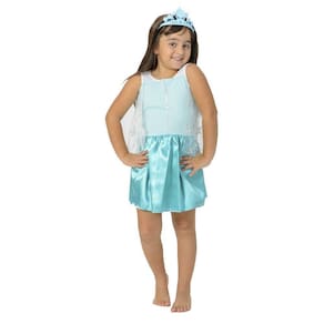 Fantasia Princesa Das Neves Azul Com Coroa