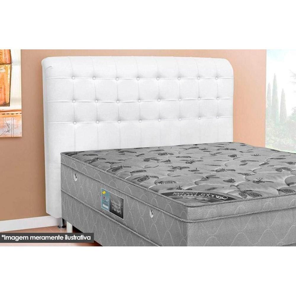 Cabeceira Cama Box Estofada Casal Casal Dama Plus Courano Branco - Simbal